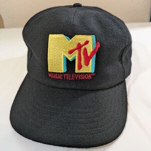 True Vintage 1980's MTV Black Felt Snapback Cap
